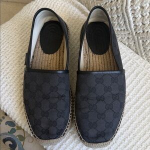 Black Canvas Slip-On Espadrilles